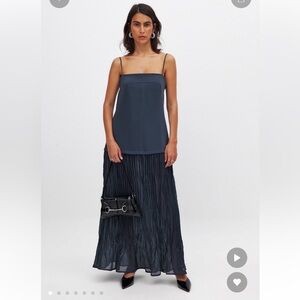 NA-KD Sheer Plisse Skirt Slip Dress